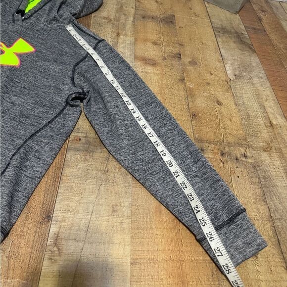 Under Armour Cold Gear Loose Fit Hoodie Gray Striped Fuscia Pink Pullover Sz L - Picture 5 of 10